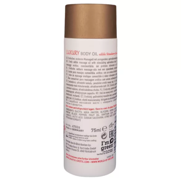 Shiatsu Luxury - aceite de masaje comestible - fresa y pimienta roja - 75ml