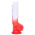 Sunfo - Dildo ventosa con testículos - 21cm (transparente-rojo)