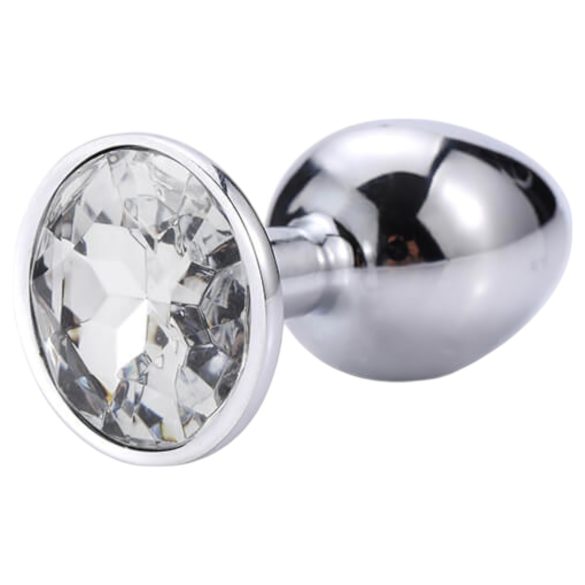 Sunfo - Plug anal de metal con piedra blanca (plata)