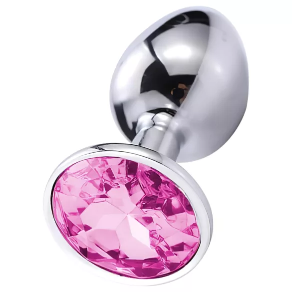 Sunfo - plug anal metálico - joya rosa - color plata
