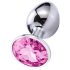 Sunfo - Plug anal de metal con piedra rosa (plata)