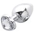 Sunfo - Plug Anal Metálico con Piedra en Forma de Corazón (Plata-Blanco)