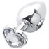Sunfo - Plug Anal Metálico con Piedra en Forma de Corazón (Plata-Blanco)