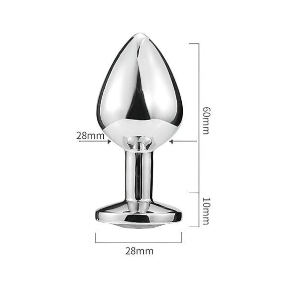 Sunfo - plug anal de metal con piedra en forma de corazón (plateado-blanco)