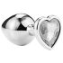 Sunfo - Plug Anal Metálico con Piedra en Forma de Corazón (Plata-Blanco)