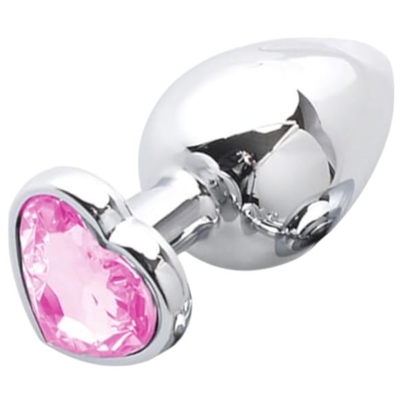 Sunfo - Plug anal metálico con piedra en forma de corazón (plata-rosa)