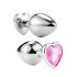 Sunfo - Plug anal metálico con piedra en forma de corazón (plata-rosa)