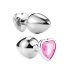 Sunfo - Plug anal de metal con piedra en forma de corazón (plata-rosa)