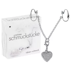   Intim ékszer - Piercing íntimo con corazón de strass - plateado