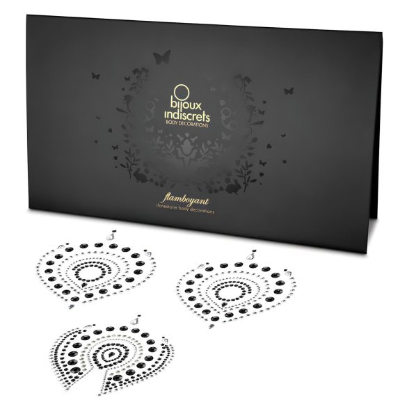 Juego de joyas íntimas con brillantes - 3 piezas (negro)