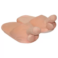 Zapatillas de peluche color natural con forma de pene