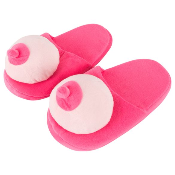 Pantuflas de peluche rosa - forma de seno