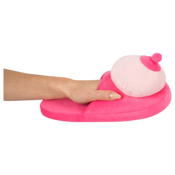 Zapatillas de peluche rosa con forma de pecho
