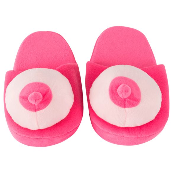 Zapatillas de peluche rosa con forma de pecho
