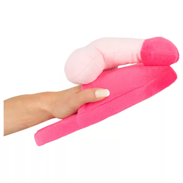 Zapatillas de peluche rosa con forma de pene