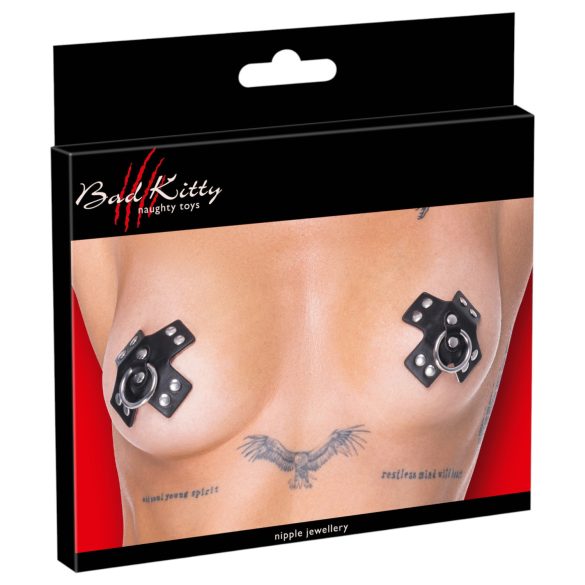 Cottelli - pegatina para pezones con piercings (negro)