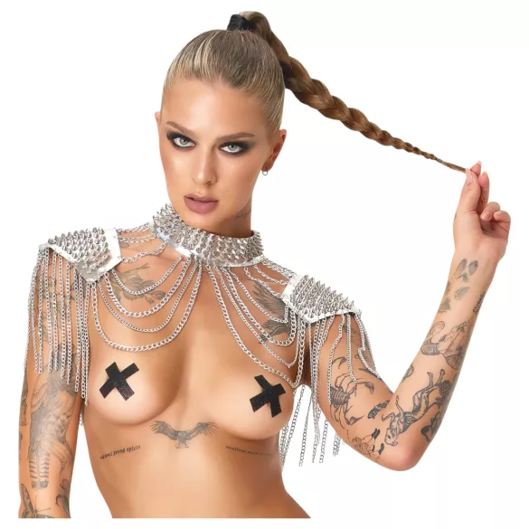 Bad Kitty - adorno de hombro con cadenas (plateado)