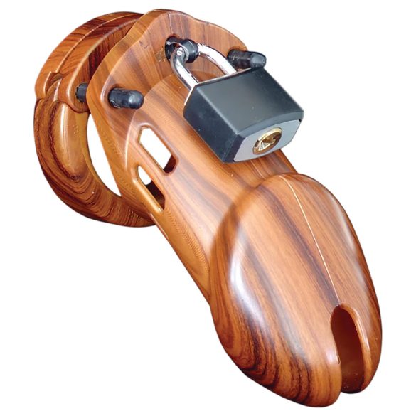 CB-6000 - Lujoso jaula para pene con candado (madera)