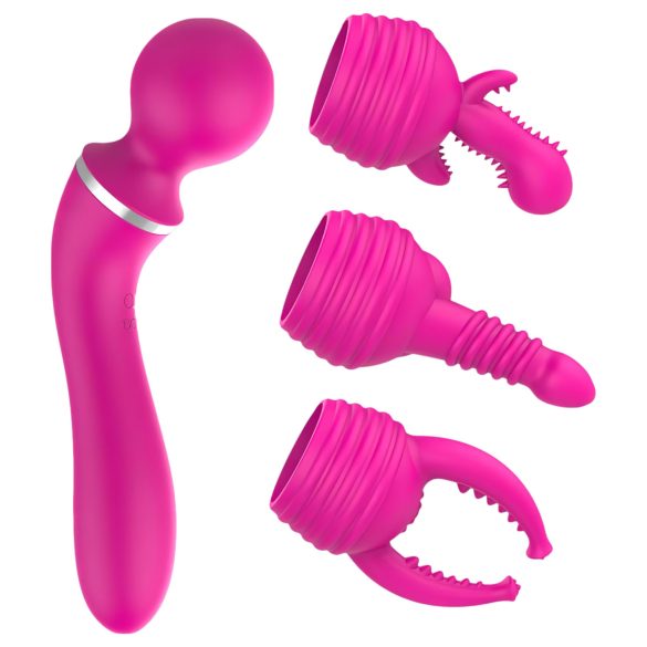 Lonely 2in1 - vibrador punto G y masajeador - 3 cabezales - silicona rosa