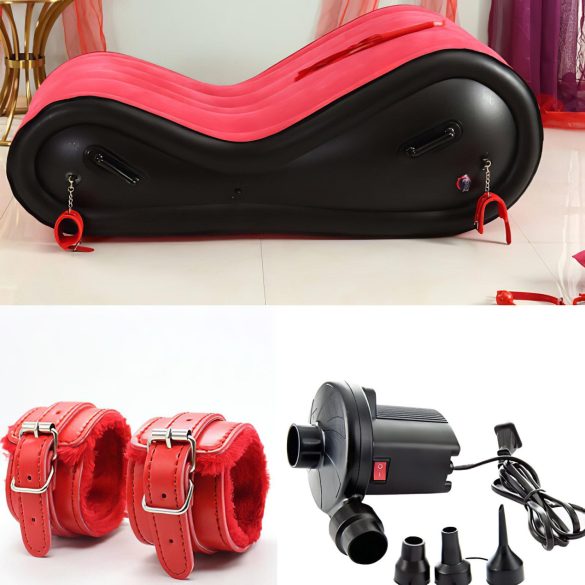 Magic Pillow - Mueble sexual hinchable BDSM - con esposas - grande rojo