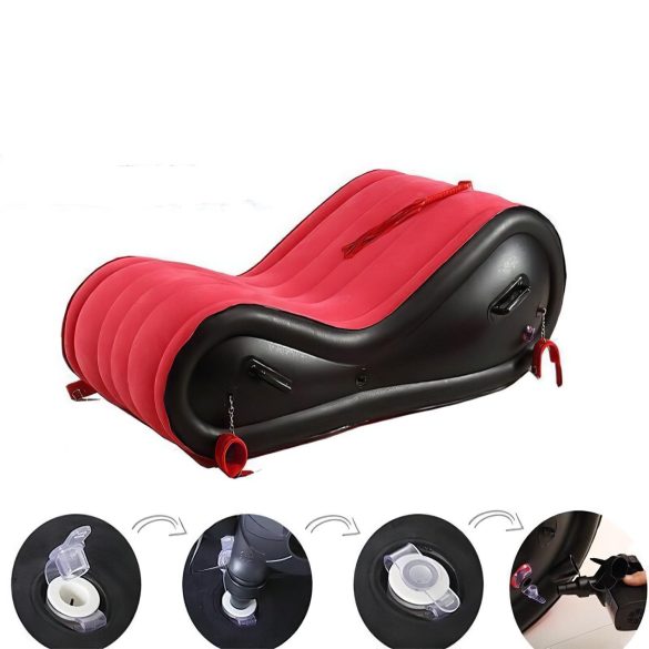 Magic Pillow - Mueble sexual hinchable BDSM - con esposas - grande rojo