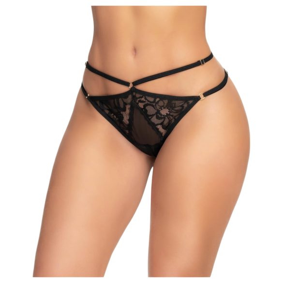 Mapalé - tanga negra con diseño y tiras abiertas