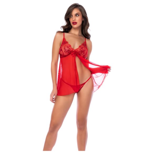 Mapalé - babydoll y tanga de encaje (rojo)