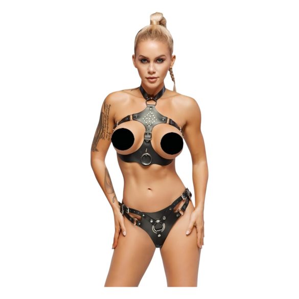 ZADO - conjunto de cuero con braguita ajustable (negro)