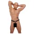 ZADO - tanga de cuero con consolador y 3 anillos para pene