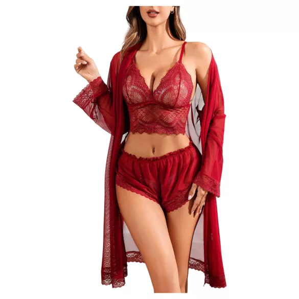 JSY 058 - conjunto de lencería erótica - rojo (L-XL)
