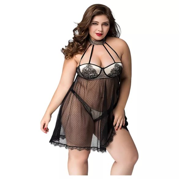 JSY 066 - conjunto de babydoll negro (XL-2XL)