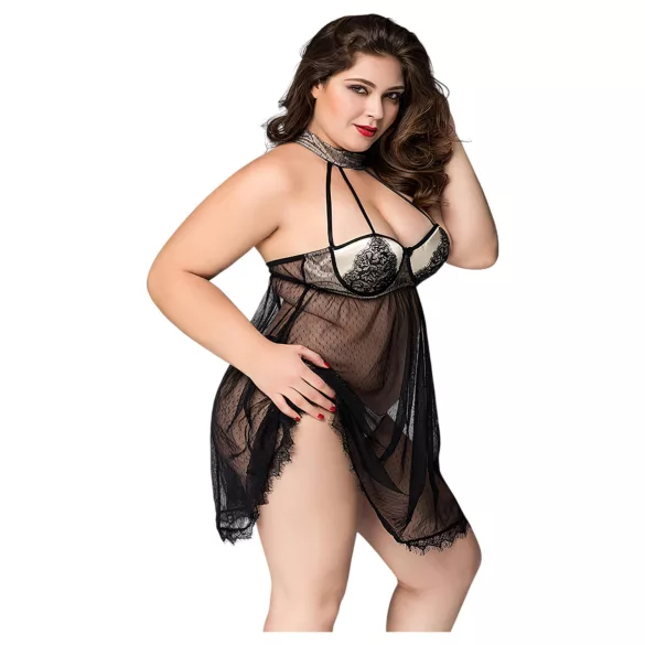 JSY 066 - conjunto de babydoll negro (XL-2XL)