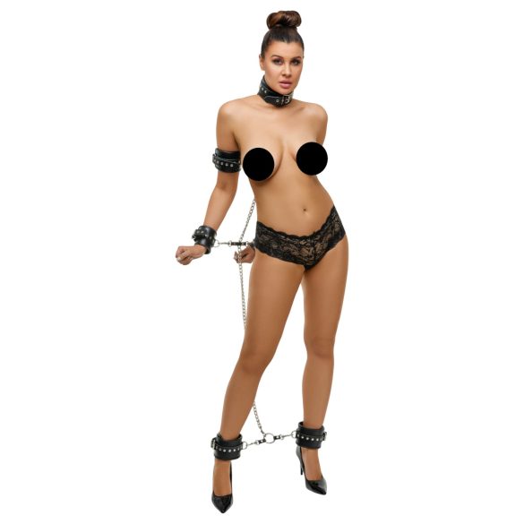ZADO - juego completo de esposas de cuero (negro)