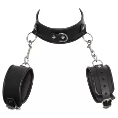 ZADO - collar de cuero con esposas - negro