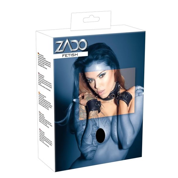ZADO - Collar de cuero con grillete (negro)