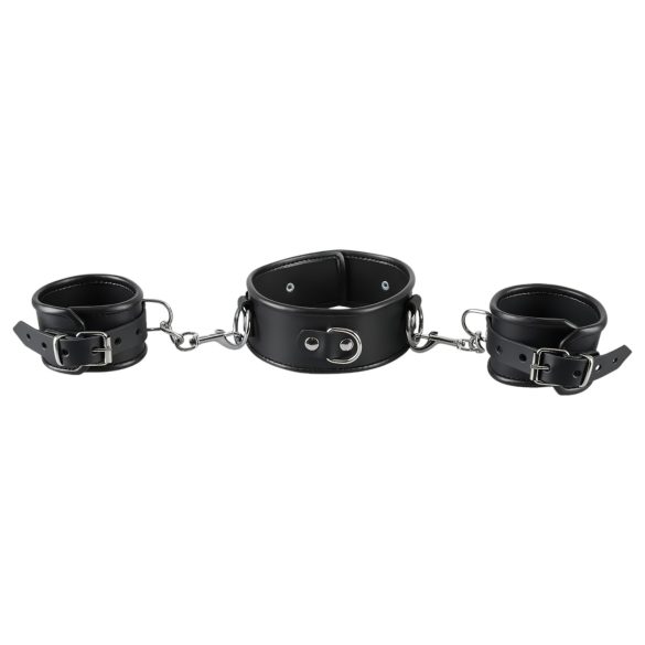 ZADO - collar de cuero con esposas - negro