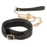 ZADO - collar y correa de cuero (negro-dorado)