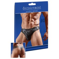 Tanga masculino brillante con inserto transparente (negro)