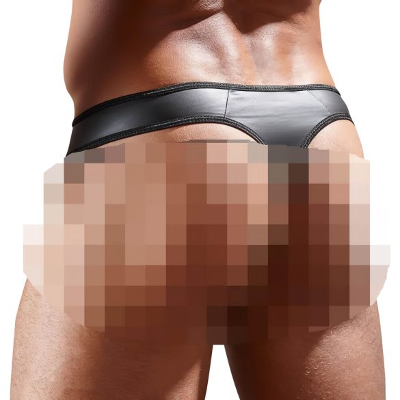 Fényes - tanga para hombre - panel transparente - negro