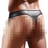 Tanga masculino brillante con inserto transparente (negro) - M