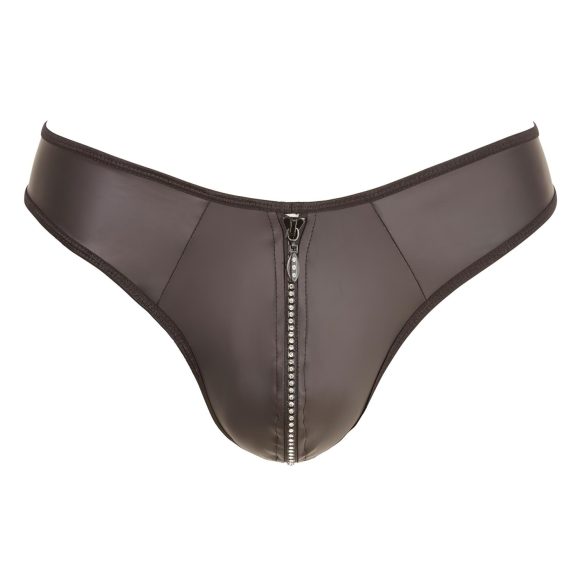 Svenjoyment - tanga brillante con strass y cremallera para hombres (negro)