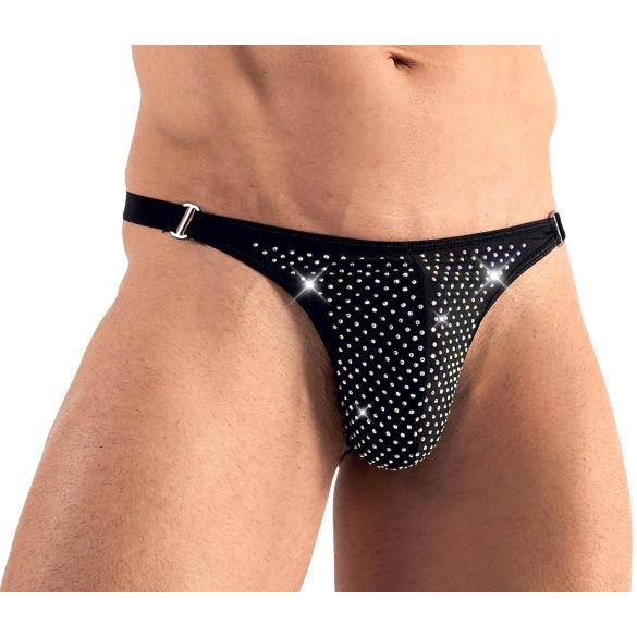 Svenjoyment - tanga masculino negro con strass