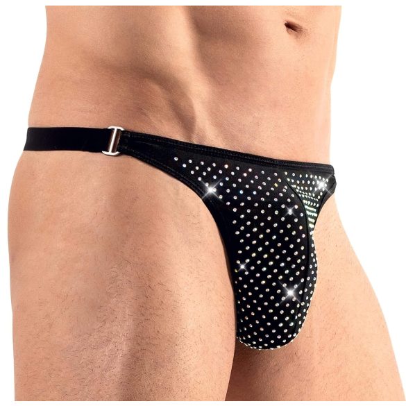 Svenjoyment - tanga masculino negro con strass - L