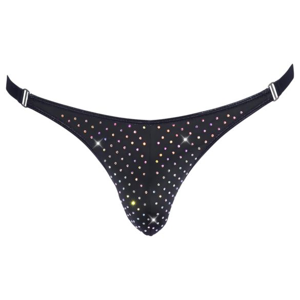 Svenjoyment - tanga masculino negro con strass - L