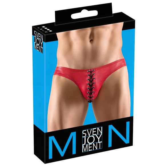 Svenjoyment - Calzoncillo masculino negro con cordones (rojo) - M