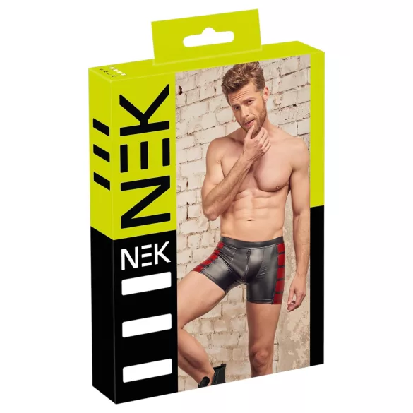 NEK - bóxer con cremallera y laterales rojos - negro