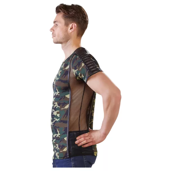 NEK - camiseta para hombre con patrón de camuflaje (verde-marrón) - 2XL