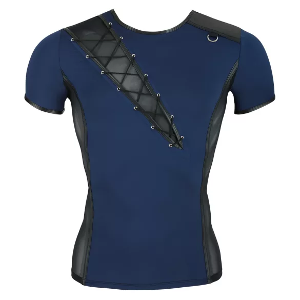 NEK - camiseta masculina sexy con encaje y cordones - negro/azul