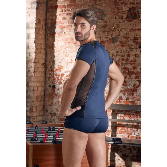 NEK - camiseta masculina sexy con encaje y cordones - negro/azul