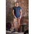 NEK - camiseta masculina sexy con encaje y cordones - negro/azul - M
